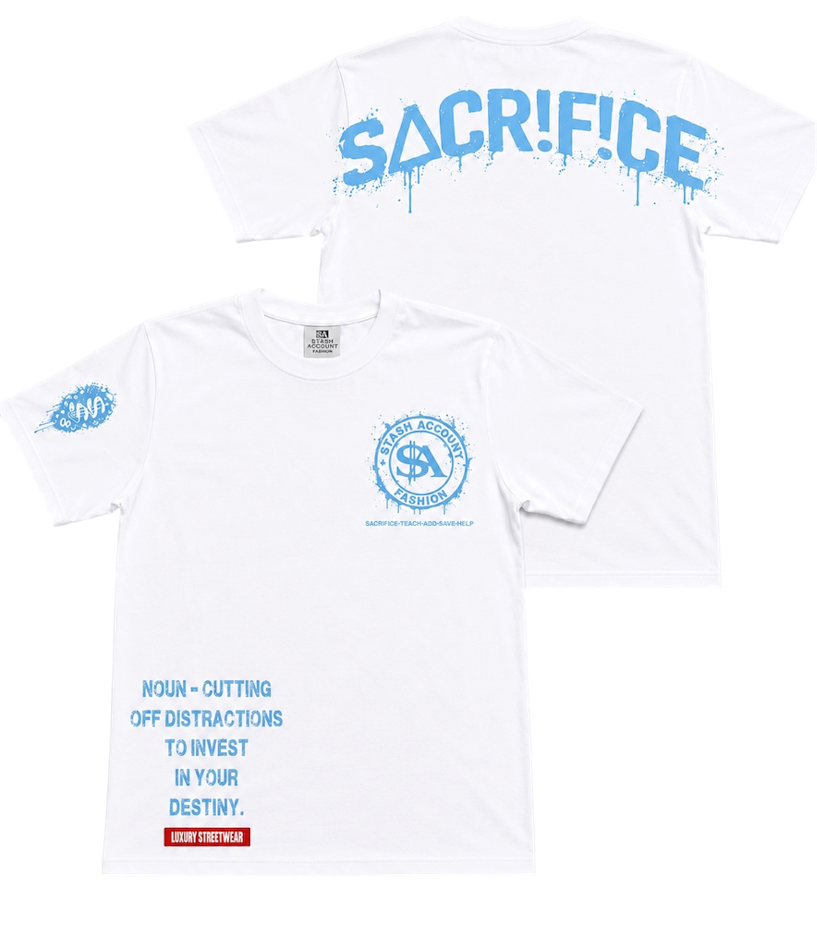 SACRIFICE T.shirt (sky blue logo)