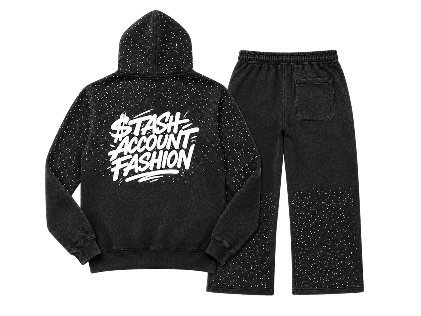 Black acid washed rhinestone flare set (FREE SHIPPING)