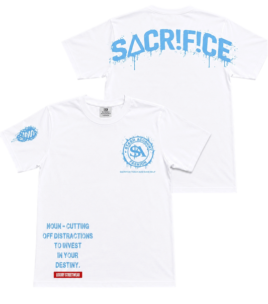 SACRIFICE T.shirt (sky blue logo)
