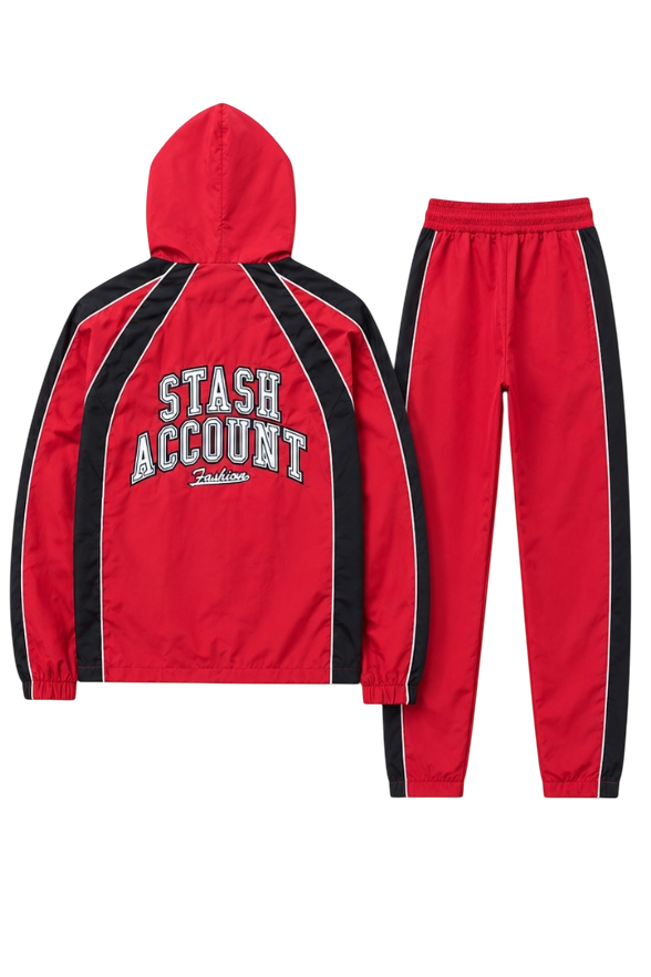 STASHY red & blk windbreaker