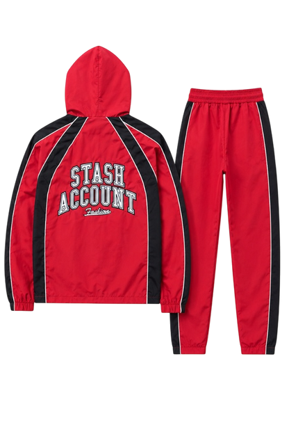 STASHY red & blk windbreaker