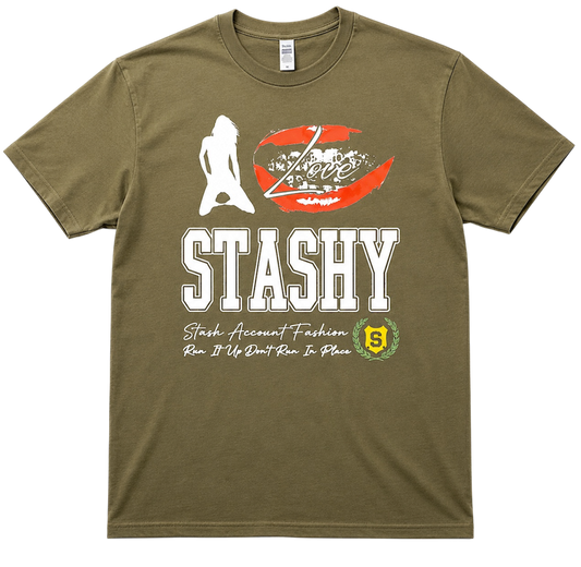 Ladies love STASHY t shirt (green)