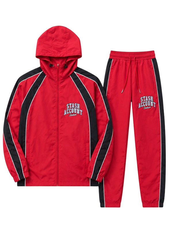 STASHY red & blk windbreaker